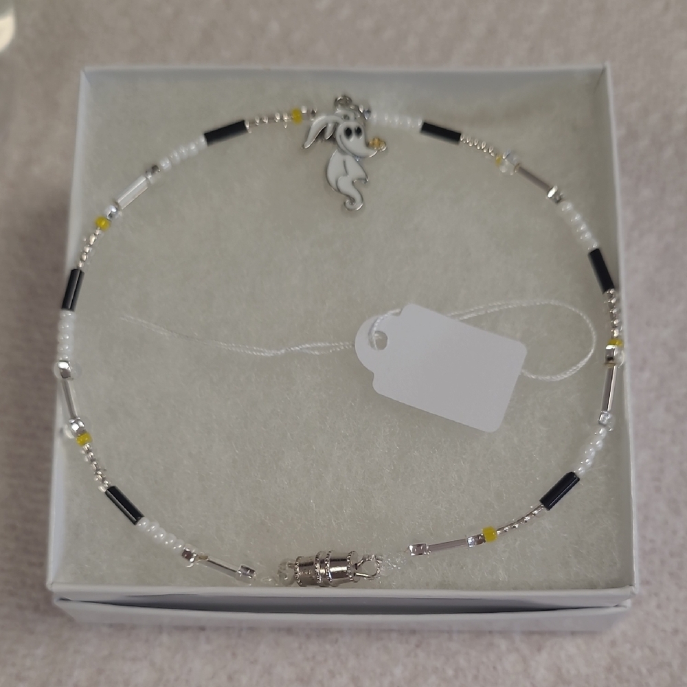 Nightmare Before Christmas Beaded Ankle Bracelet with Charm